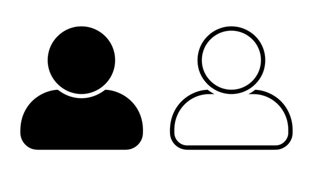 User profile icon: Two simple user icons, one filled black and the other a clean outline, represent a generic profile or person placeholder.