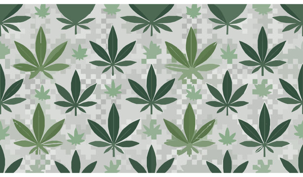 Decorative cannabis leaf repeat pattern vector