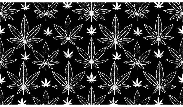 Cannabis leaf seamless pattern vector illustration