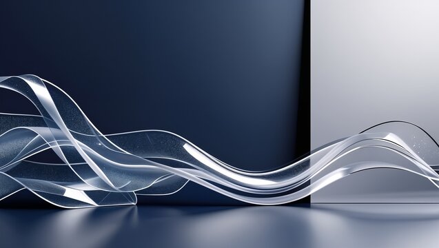 Sleek abstract background with flowing translucent lines, modern fluid design, technology, science, innovation, and digital data concepts.