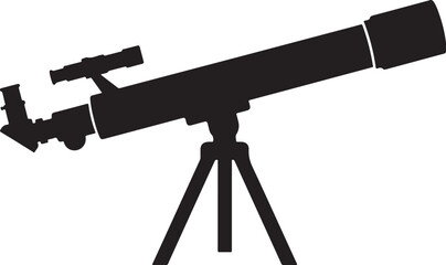 Telescope silhouette, astronomy optical device, science vector icon isolated on Transparent Background © Rana