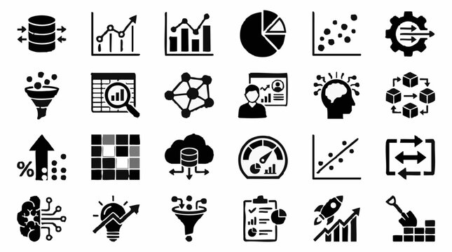 Data Analytics and Business Intelligence Technology Icons Collection