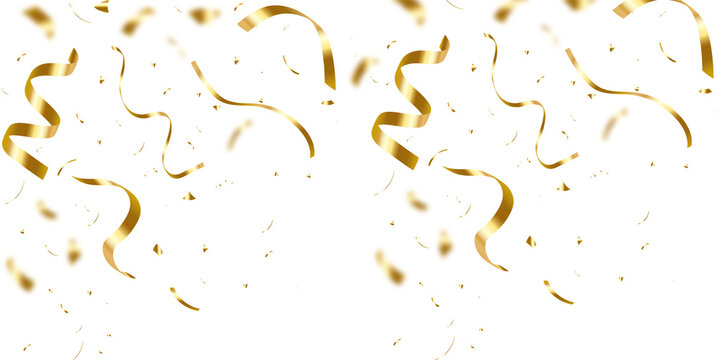 Falling gold confetti background. PNG illustration of festive confetti.