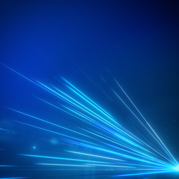 Abstract Blue Light Speed Streaks Motion Background. Futuristic  Energy Beams Motion Graphic.