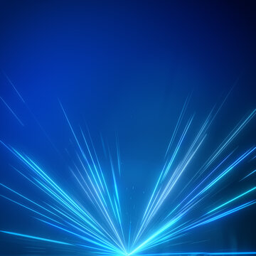 Abstract Blue Light Speed Streaks Motion Background. Futuristic  Energy Beams Motion Graphic.