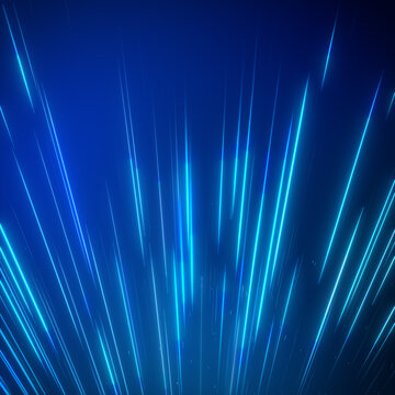 Abstract Blue Light Speed Streaks Motion Background. Futuristic  Energy Beams Motion Graphic.