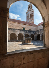 Fototapeta premium Cloister courtyard of the Franciscan monastery in Hvar, Croatia