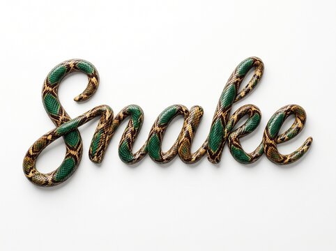 [Generative AI] Creative Snake Script Typography Made from Realistic Snake Body