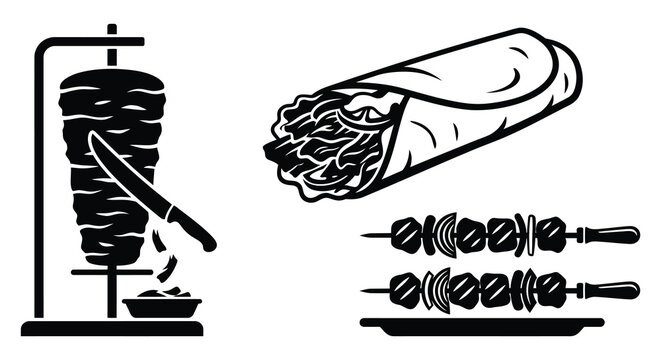 Gyros Stack With Knife And Wrap Black Silhouette