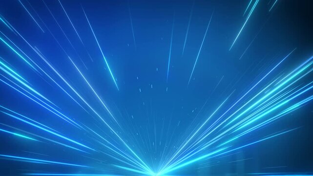 Abstract Blue Light Speed Streaks Motion Background. Futuristic  Energy Beams Motion Graphic.