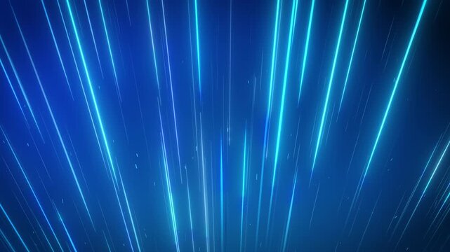 Abstract Blue Light Speed Streaks Motion Background. Futuristic  Energy Beams Motion Graphic.