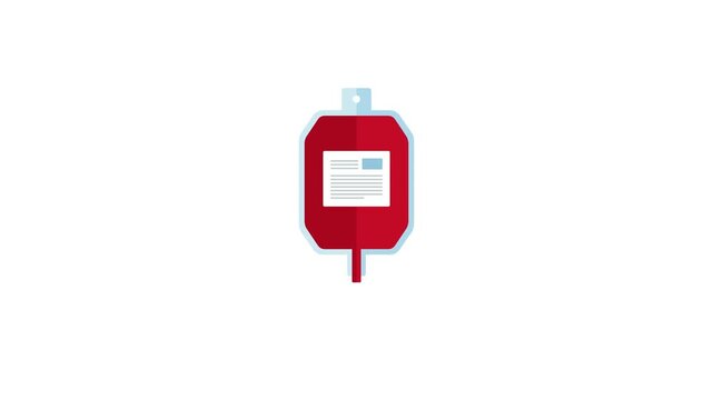 Blood bag donation dripping red liquid for medical transfusion