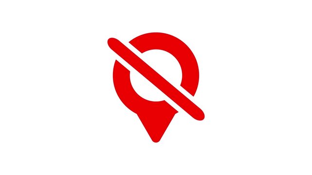 Animated Location Disabled Icon, GPS Pin Unavailable and No Location Access Line Animation