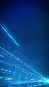 Abstract Blue Light Speed Streaks Motion Background. Futuristic  Energy Beams Motion Graphic.