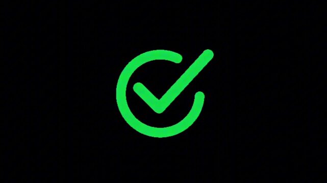 Vibrant green checkmark icon encircled, representing successful completion, positive affirmation, task accomplishment, and accepted validation for digital interfaces
