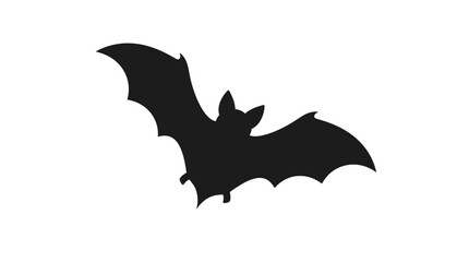 Fototapeta premium Black bat silhouette, flying mammal icon, Halloween symbol, dark creature Vector