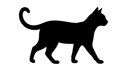Black cat silhouette, feline icon, walking cat, pet symbol Vector © MST