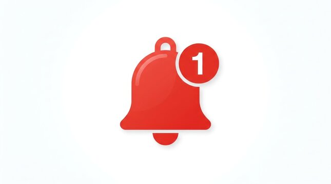 A red bell icon with the number '1' displayed on a white background. This image symbolizes a notification or alert, possibly from a digital or messaging system.