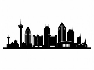 Obraz premium San Antonio Skyline Silhouette, Silhouette Vector, Isolated on White Background