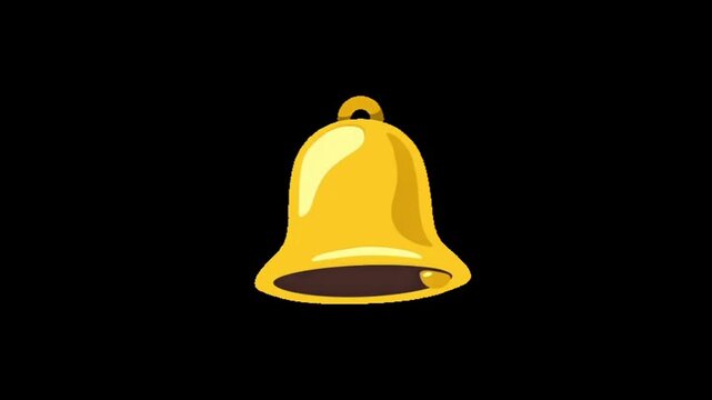 A radiant golden bell, beautifully illustrated with a shiny texture, symbolizing important announcements, notifications, festive occasions, or a call to attention, set against a deep black background