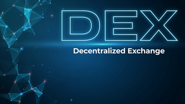 Decentralized exchange concept with dex text
