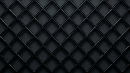 Fototapeta premium A dark, sophisticated black diamond-patterned grid featuring beveled edges, creating depth and a premium, high-tech aesthetic