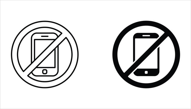 No phone icon set. No smartphone symbol Vector illustration for web design. Isolated on a white background.