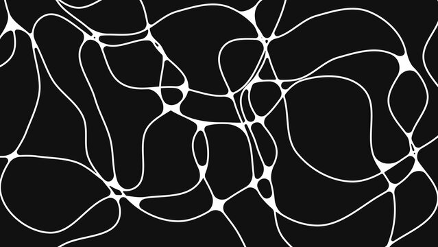 Seamless black organic blob and amoeba shape pattern background with abstract fluid design, perfect for modern wallpaper, artistic textile, and bold graphic resources.