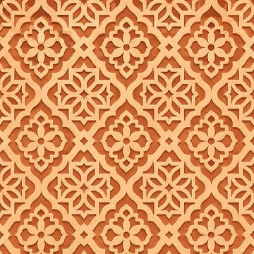 Traditional sandstone jali pattern featuring interlocking floral and geometric motifs, seamless vector illustration.