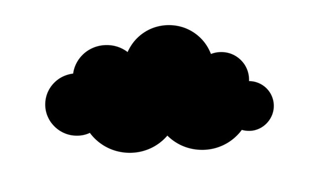Black cloud icon, vector cloud symbol, simple cloud shape, flat design element