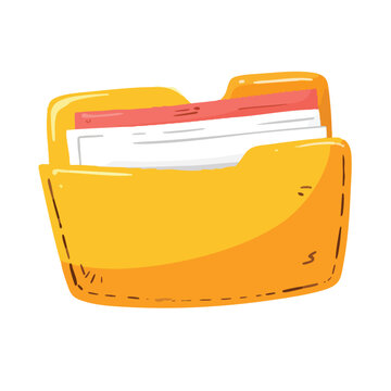 Illustration of a yellow file folder containing documents.