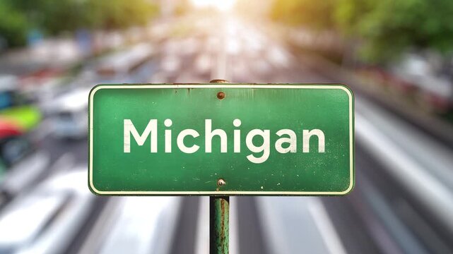 Green highway road signs for the USA, indicating official state border crossings. Welcome to United states of America