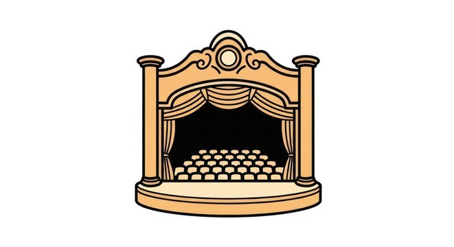 Theater stage with curtains and proscenium.