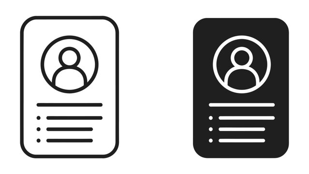 Profile Icon and Contact Card: Two minimalist icons represent a person's profile and a contact information card, conveying identity, information, and connection.