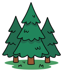 Fototapeta premium Forest landscape with pine trees vector illustration, evergreen nature, woodland scene.