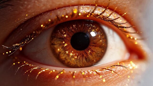 Closeup of a human eye with sparkles