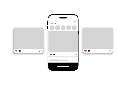 Social Media Mockup With a Set of Smartphone Devices and  Vertical Posts 