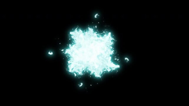 dynamic vfx pack fire smoke electric and cinema the glowing blue explosion on black background