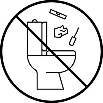 Do not flush feminine products round vector icon