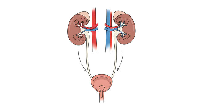 Human urinary system with kidneys and bladder anatomy