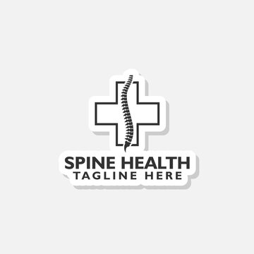 Spine health logo sticker isolated on gray background