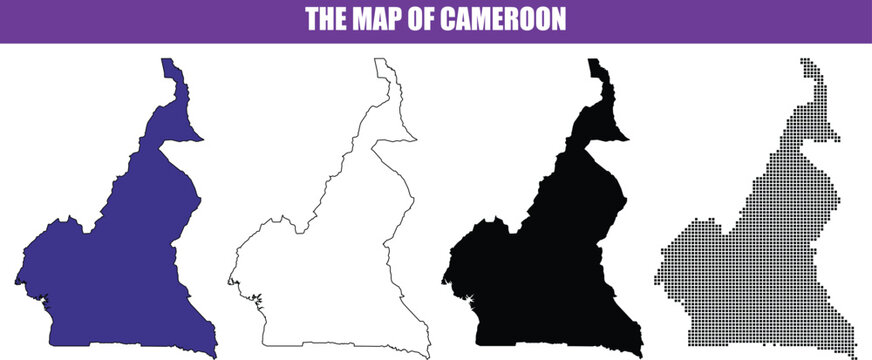 Cameroon map outlines in various fills during a clean presentation Isolated on white background