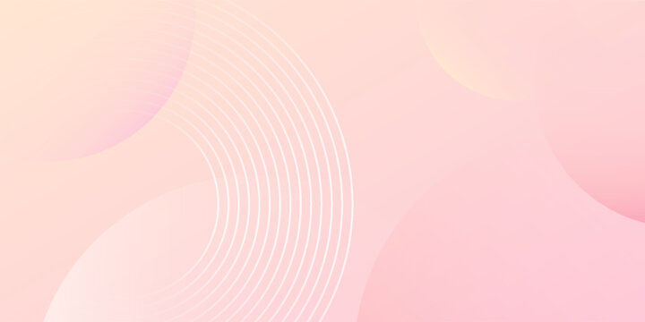 Abstract pink background. 3D circle shapes and modern concept. Minimalist banner background, pastel colorful, pink and yellow gradations design