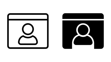 Fototapeta premium User profile icon, User interface element: Two distinct user profile icons presented in a clean, vector graphic style, showcasing a person silhouette within a digital frame.