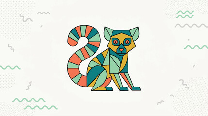 Colorful illustration of a lemur. © aditya