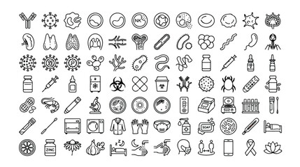 Fototapeta premium Set of 90 Medical and Healthcare Line Icons Vector