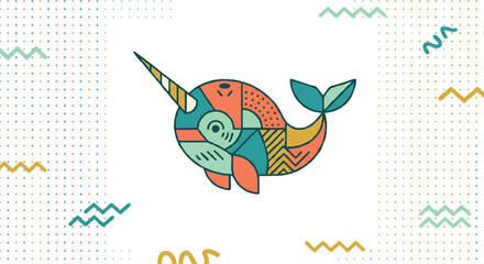 Colorful Unicorn Sea Animal Illustration. © aditya