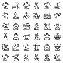 Fototapeta premium Diverse collection of industry and technology icons.