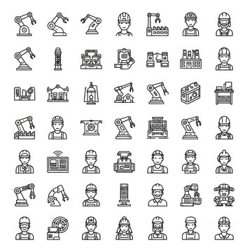 Collection of construction and industry related icons.