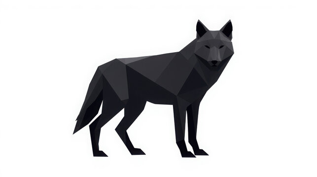 Geometric Low Poly Black Wolf Illustration Isolated on White Background
